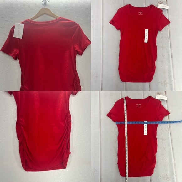 Short Sleeve V-Neck Maternity T-Shirt Isabel Maternity by Ingrid & Isabe|Red XS - Picture 15 of 16